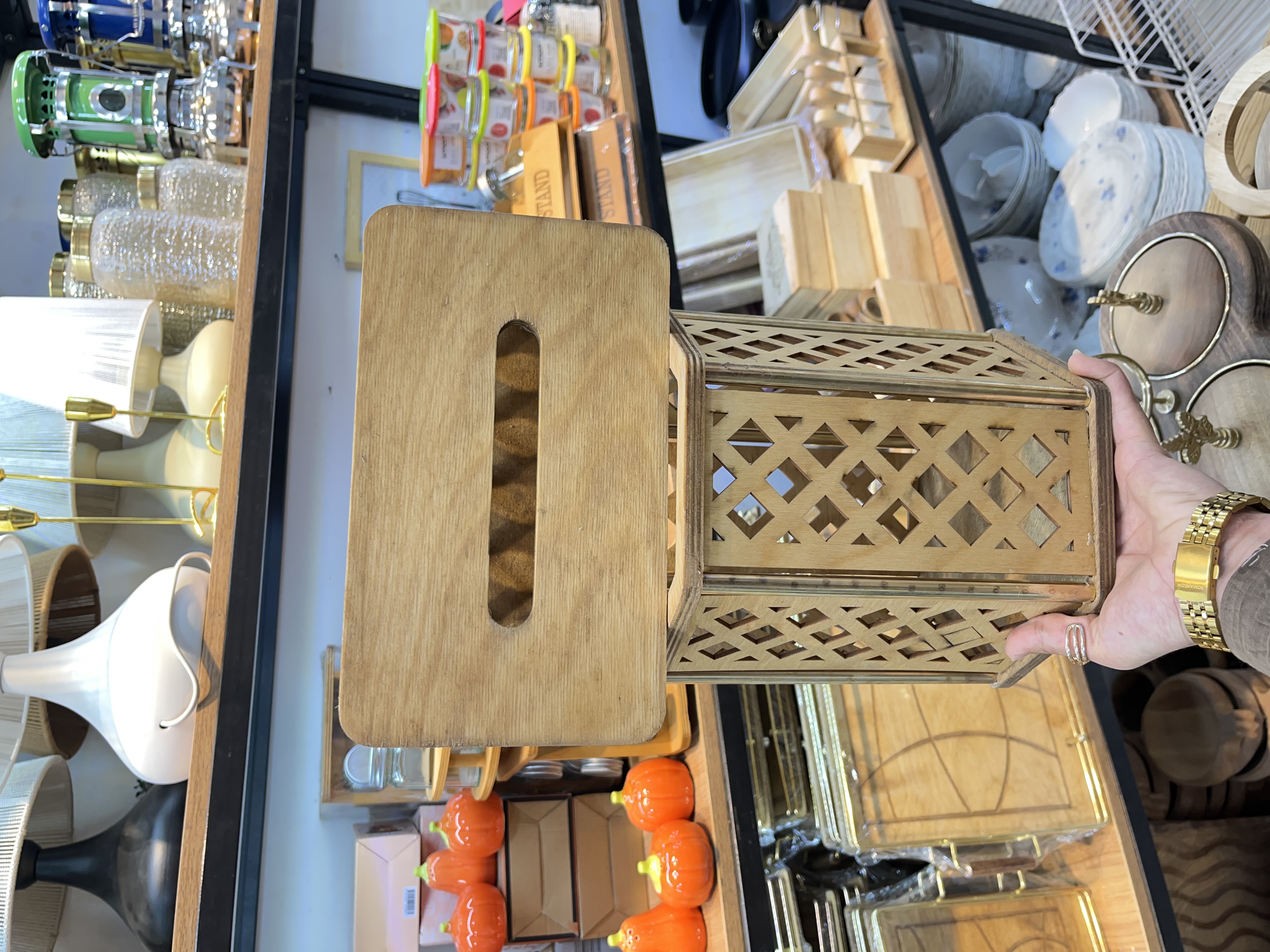 سطل و جا دستمال چوبی
